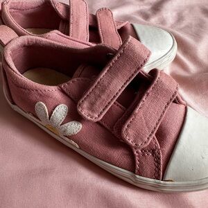 Kids Pink Canvas Shoes with Flower Design
